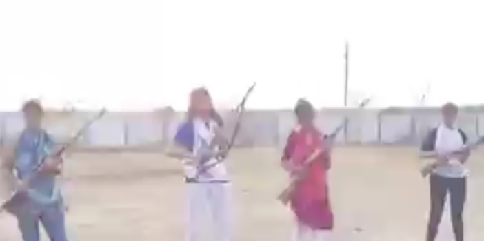 Vishwa Hindu Parishad and Durga Vahini organize weapon training for over 400 girls in Nagda