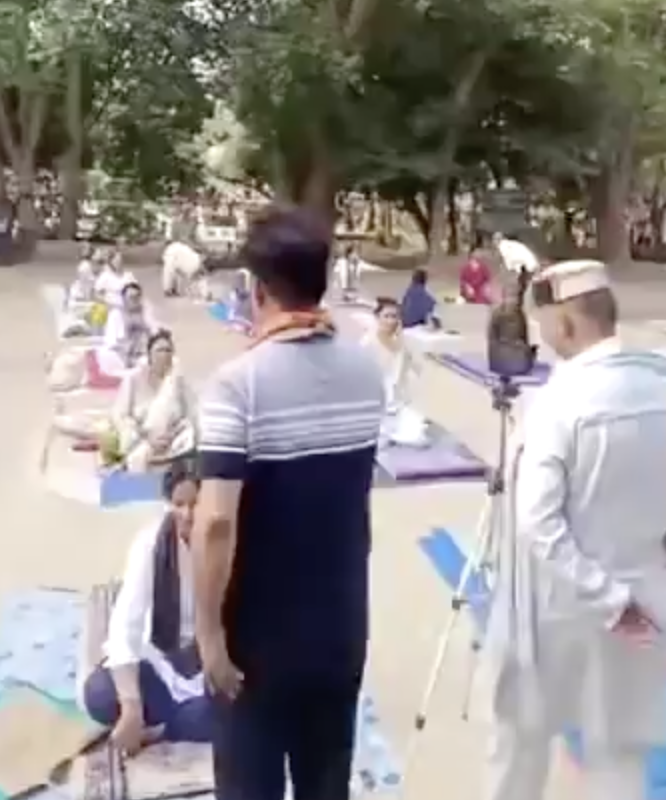 BJP councilor Ravinder Singh Negi delivers hate speech against Muslims in a Yoga park