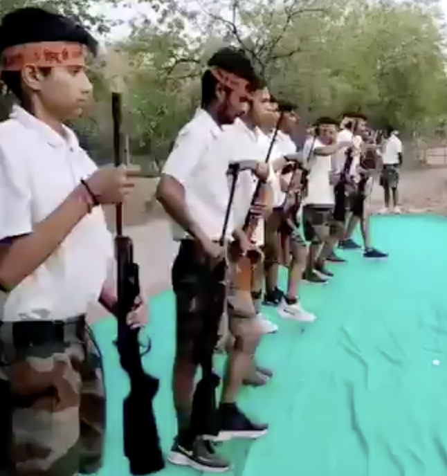 Antarrashtriya Hindu Parishad administers weapons training to Hindu men including minors in Sabarkantha