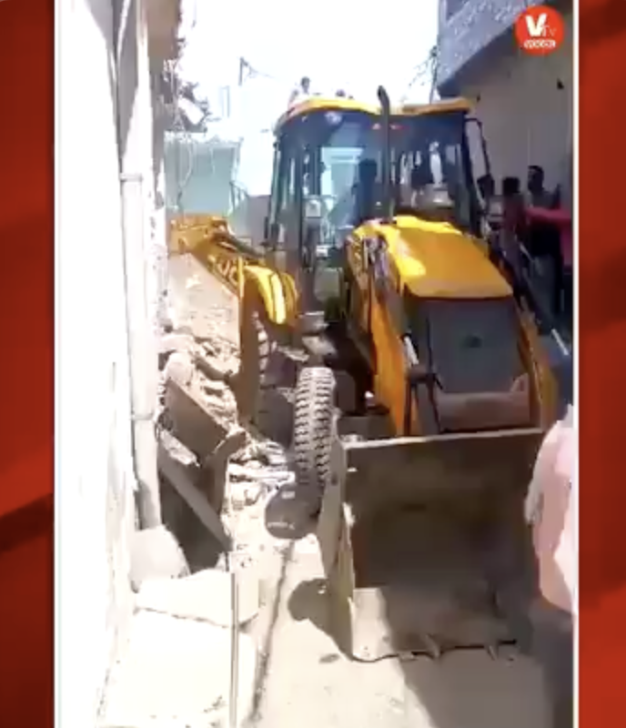 Local authorities bulldozed homes of two Muslim men over suspicion that they threw cow head outside a temple