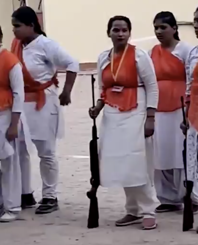 Durga Vahini-Vishwa Hindu Parishad organized weapon training for new female recruits in Delhi