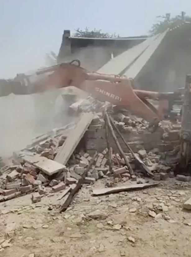 Authorities demolish house of two Muslim men over allegations of storing beef and cow slaughter in Morena