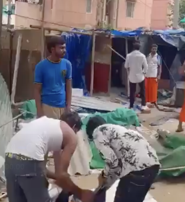 Far-right Hindu goons vandalized shanties belonging to poor slum dwellers, accusing them of being Bangladeshis and Rohingya refugees