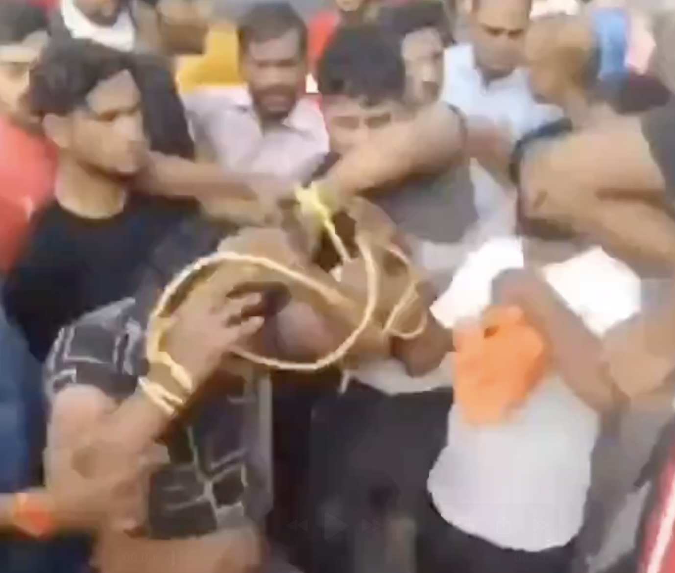 Hindu Raksha Dal members tied, thrashed a Muslim driver over transporting cattle