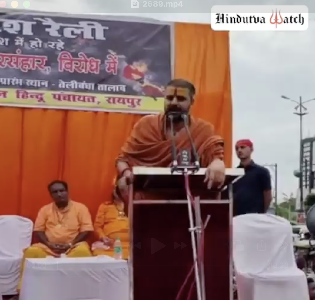 Hindu religious leader delivers dangerous speech against Muslims in Raipur