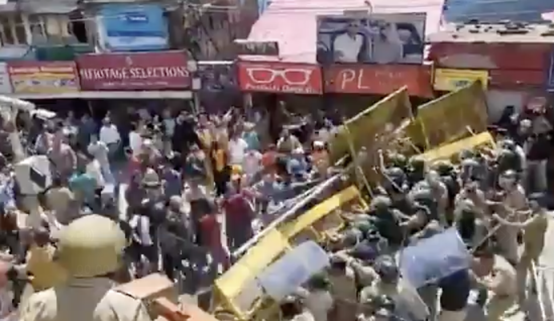 Hindu nationalist supporters clash with police seeking removal of a mosque in Shimla