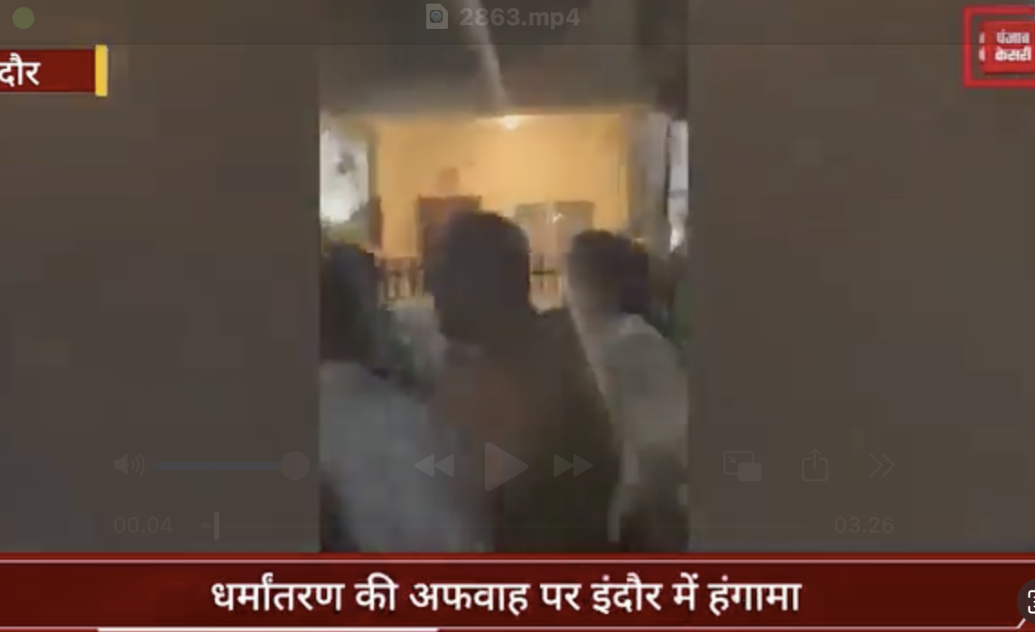 Members of Karni Sena forcefully entered and vandalized a house accusing them of religious conversion in Indore