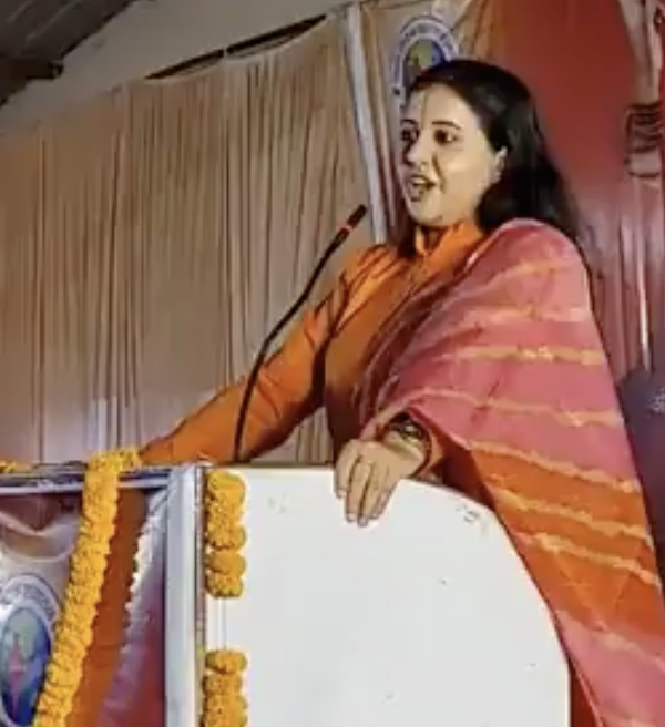 Far-right preacher Sadhvi Saraswati delivered an anti-Muslim hate speech in Varanasi
