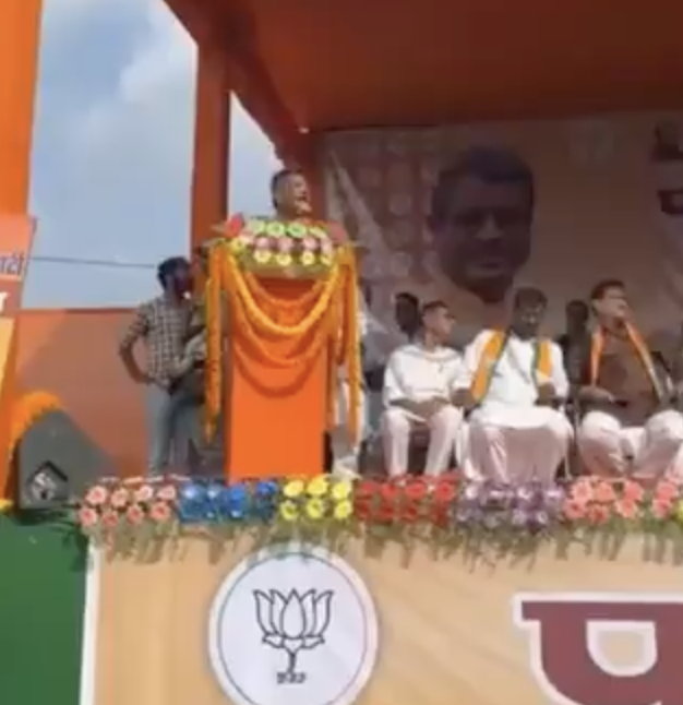 BJP MP Manish Jaiswal indulges in anti-Muslim dog whistling at an election rally in Barhi