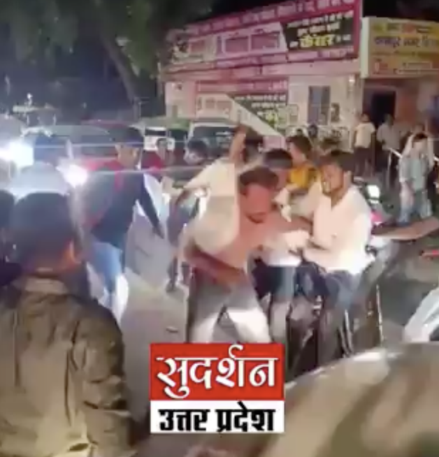 Bajrang Dal members severely thrashed a youth for attempting to enter Dandiya night