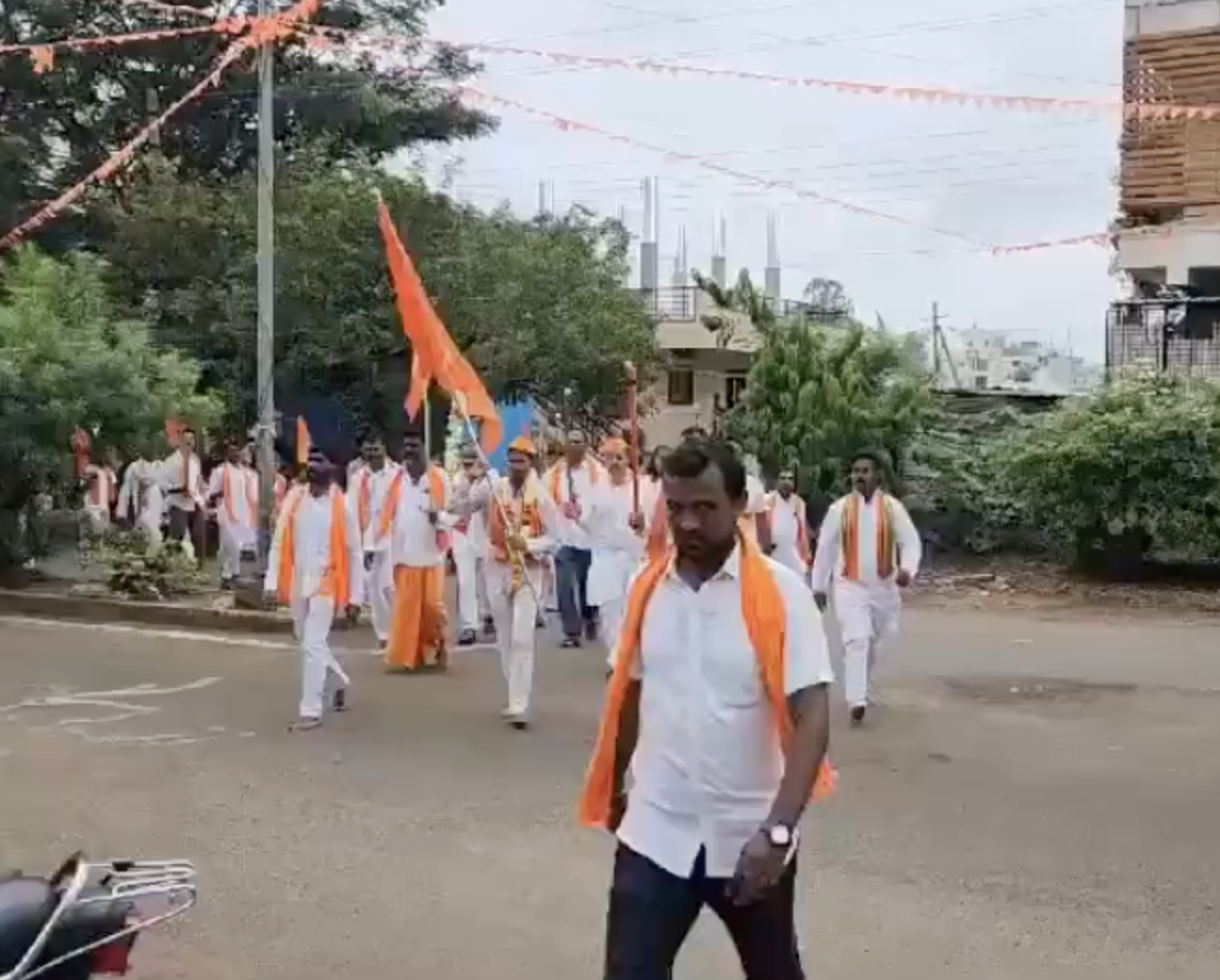 Vishwa Hindu Parishad members rally with swords in Balgakote