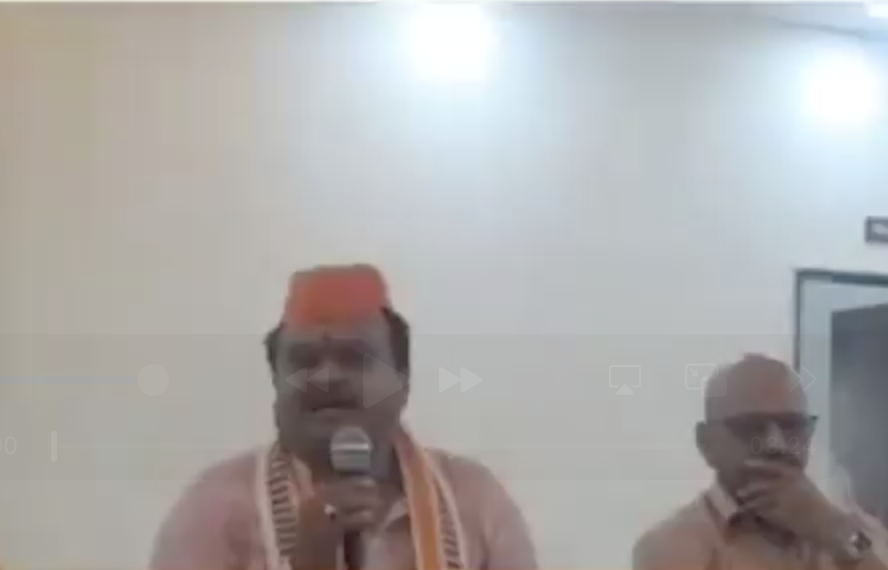 Suresh Chavanke speaks at a hate event in Karjat