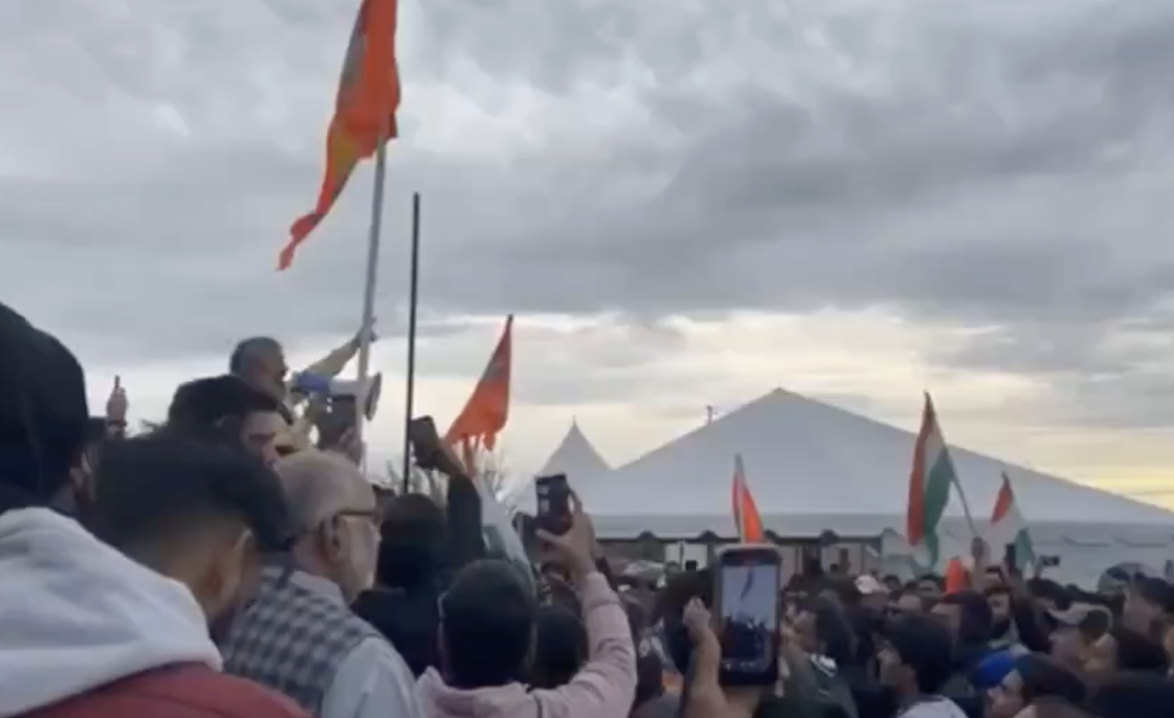 Hindu nationalist supporters deliver hate speeches against members of Sikh community in Brampton, Canada