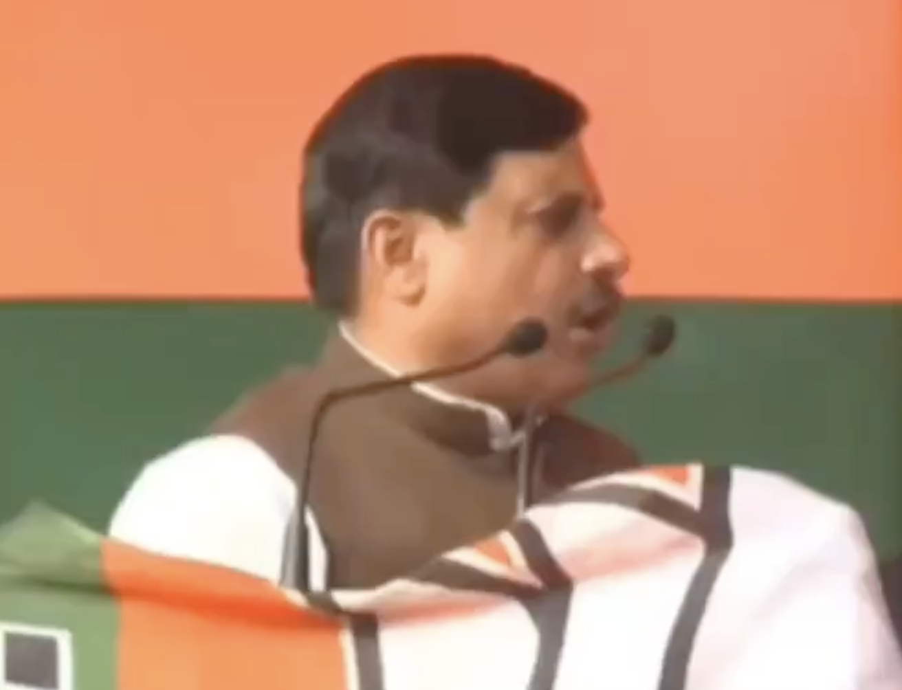 Madhya Pradesh Chief Minister Mohan Yadav fear mongers against Muslims at an election rally in Chinia, Garhwa