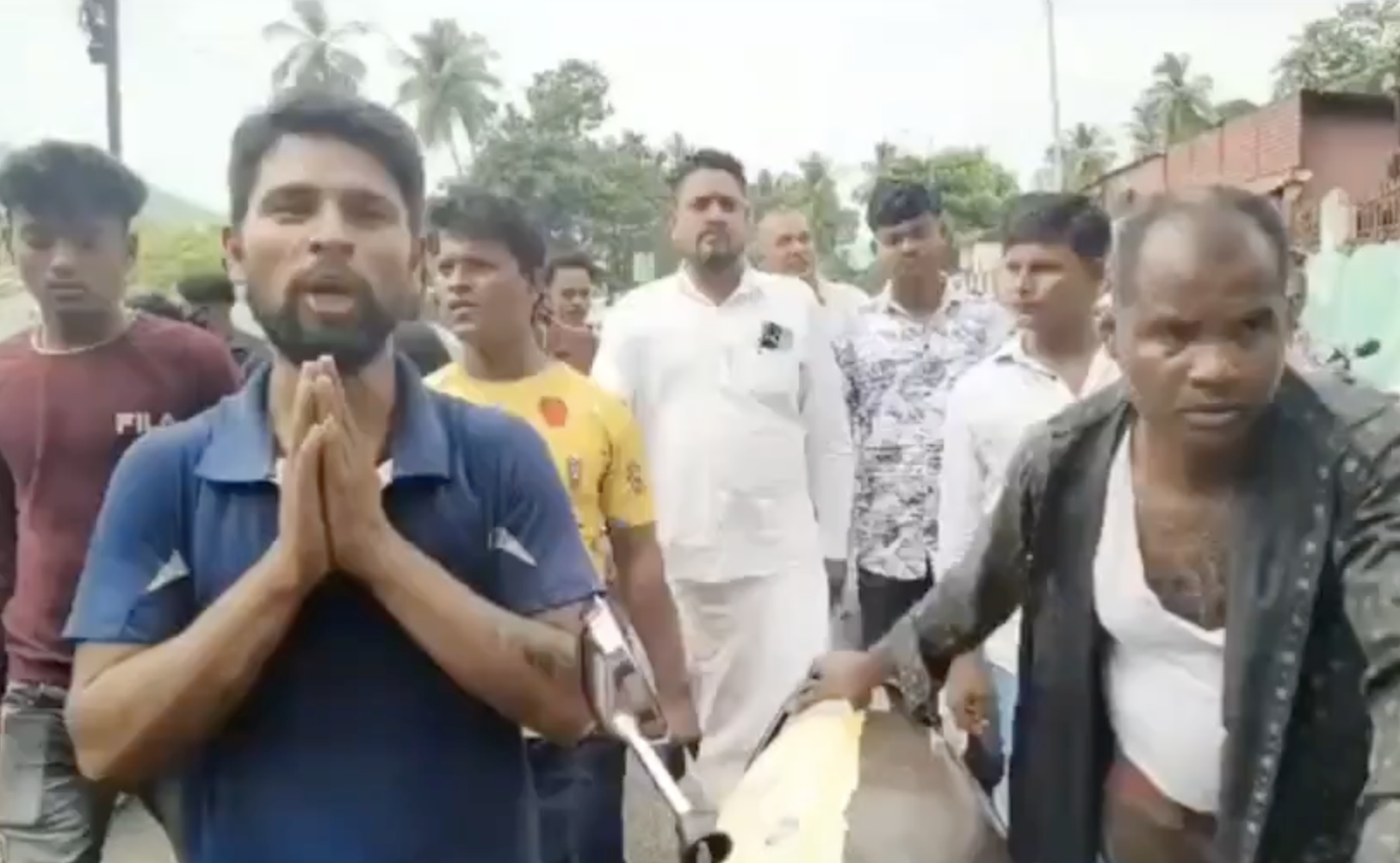 Bajrang Dal members paraded a man amid chants of Jai Shree Ram over allegations of selling beef