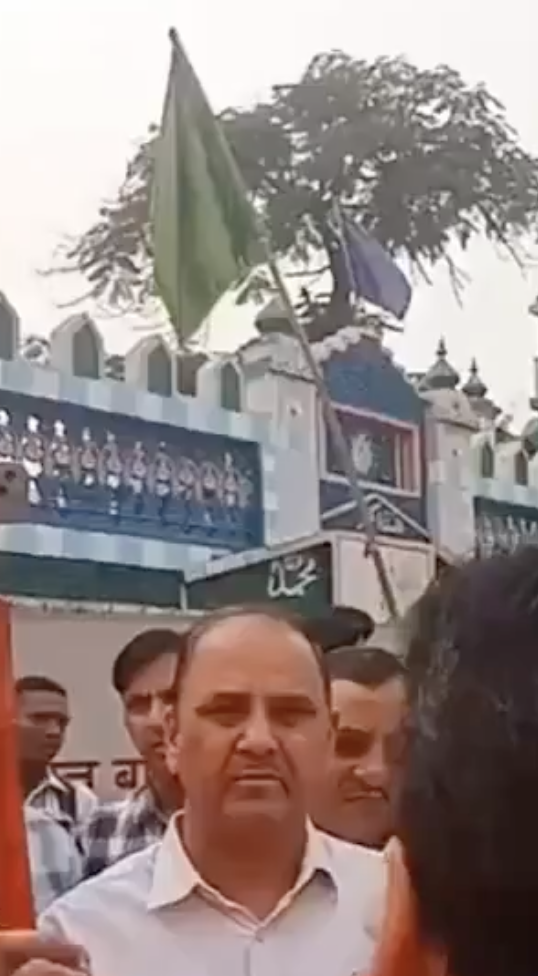 VHP and Bajrang Dal members stage protest against a Muslim shrine in Ambala