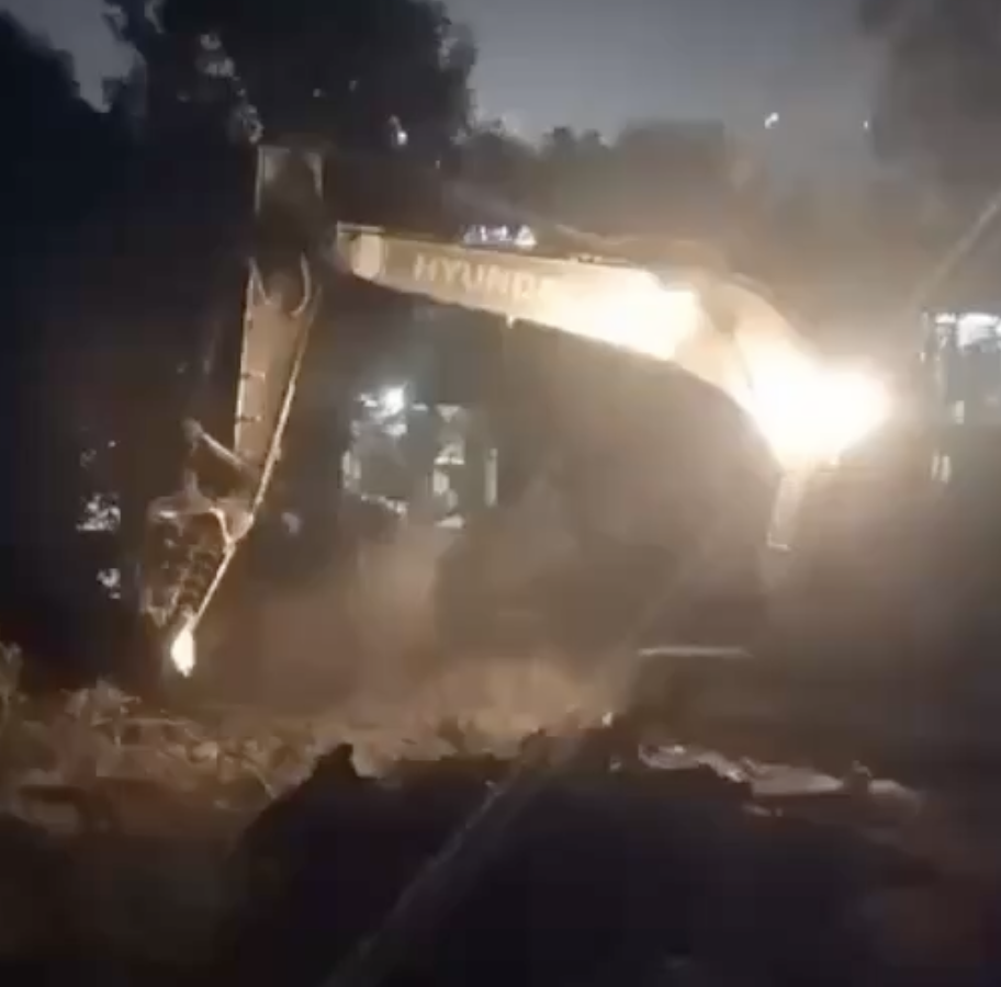 Auhtorities bulldozed a shrine during the night, claiming it to be an illegal construction