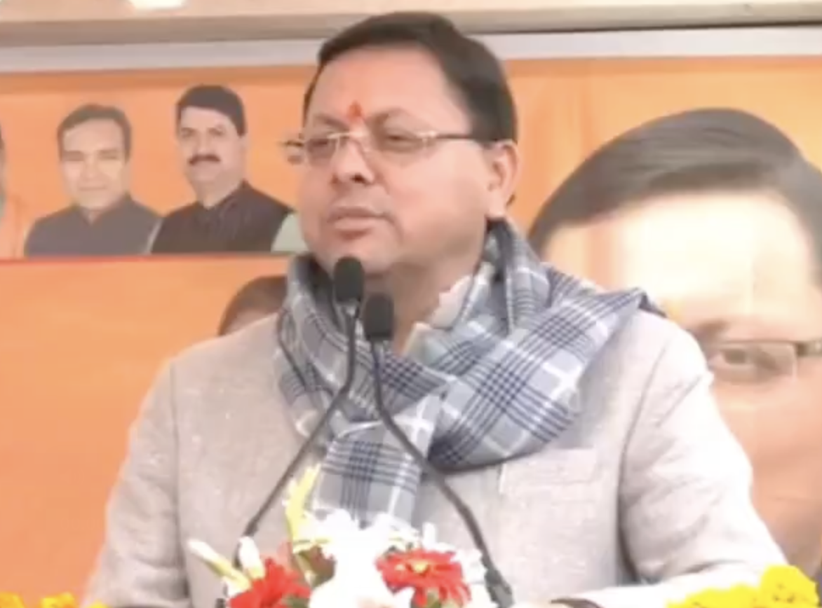 CM Pushkar Dhami at BJP Rally: ‘We Will Crack Down on Land Jihad, Love Jihad, and Religious Conversions’