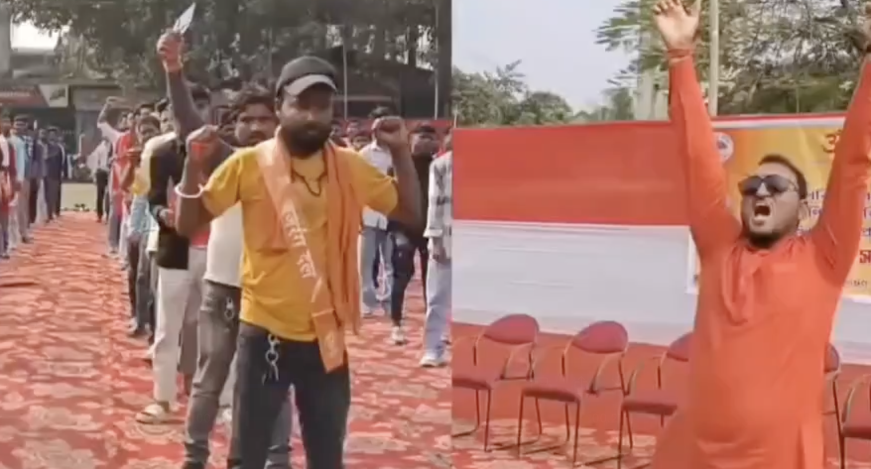 VHP-Bajrang Dal Distributes Pitchforks