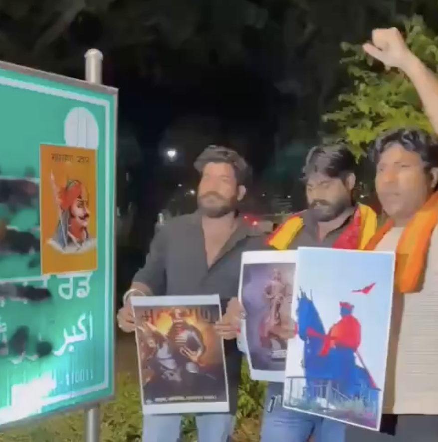 Hindu Nationalists Vandalize Akbar Road Signs, Replace with Maharana Pratap Posters