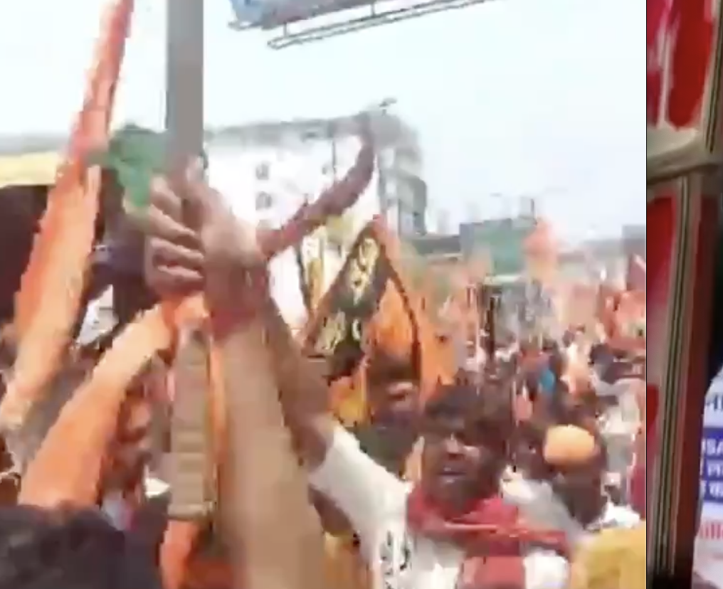 Participants Dance With Weapons During Ram Navami Procession to Provocative Music