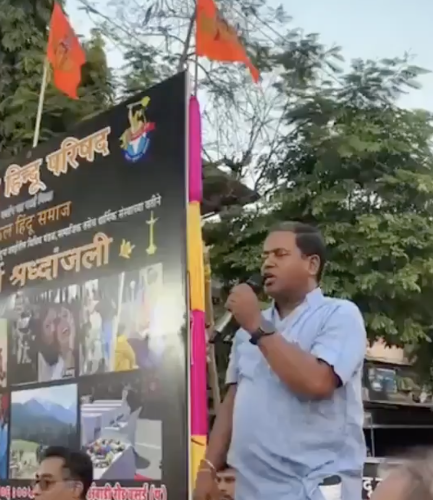 VHP-Bajrang Dal Leader Calls Muslims ‘Madarsaschaap,’ Urges Violence and Economic Boycott at Pahalgam Protest