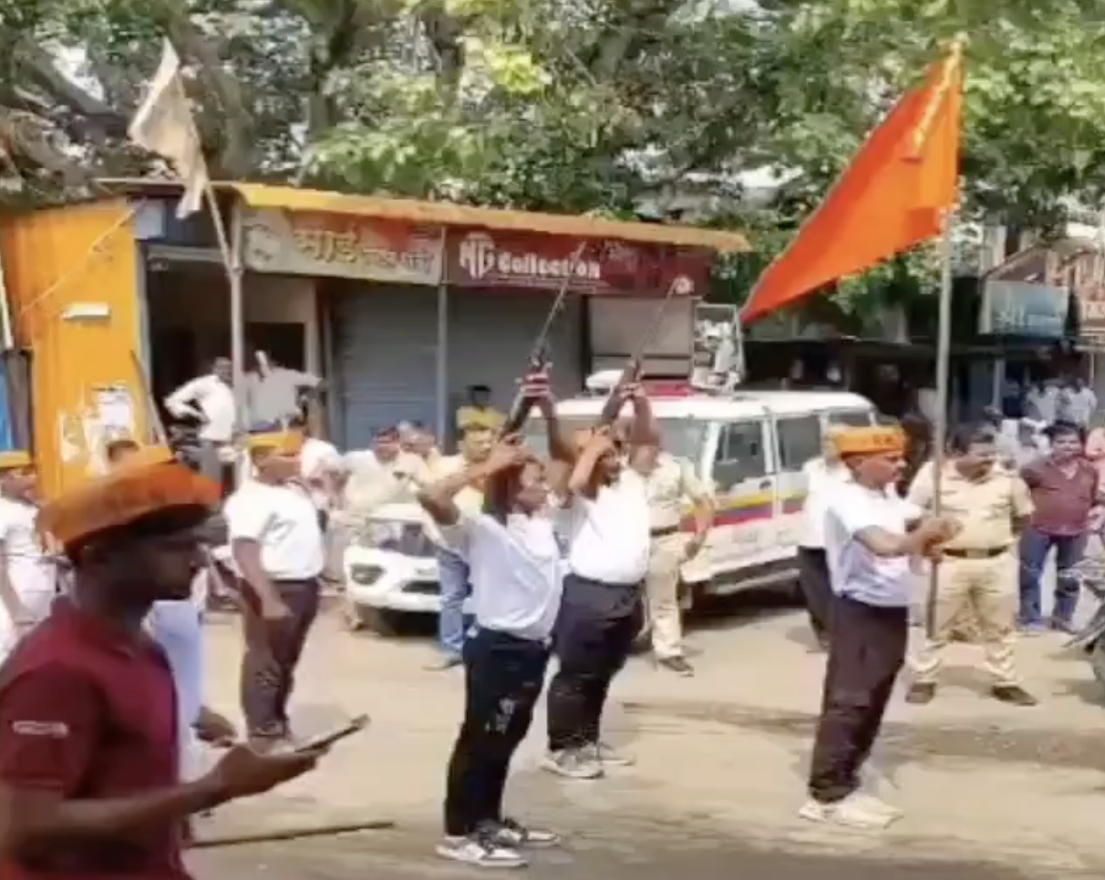 In Tembhurni, Bajrang Dal Holds Armed Procession; Youth Brandish Guns At Camp