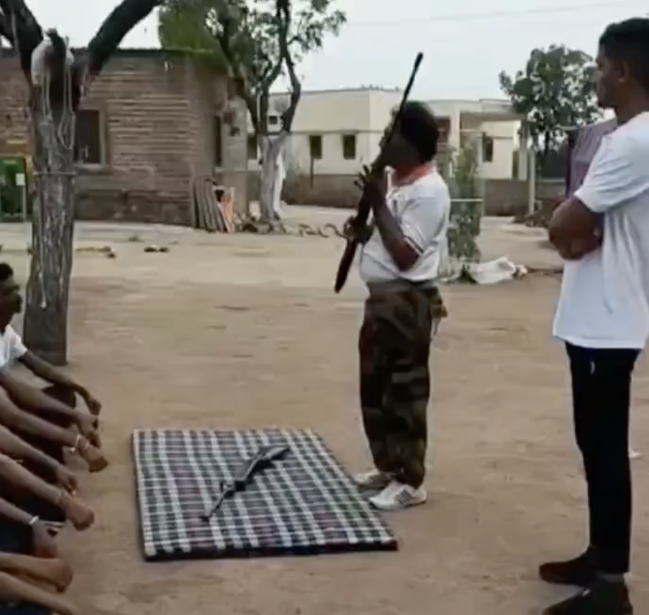 In Sirohi, AHP holds weapons training for youth with guns and swords