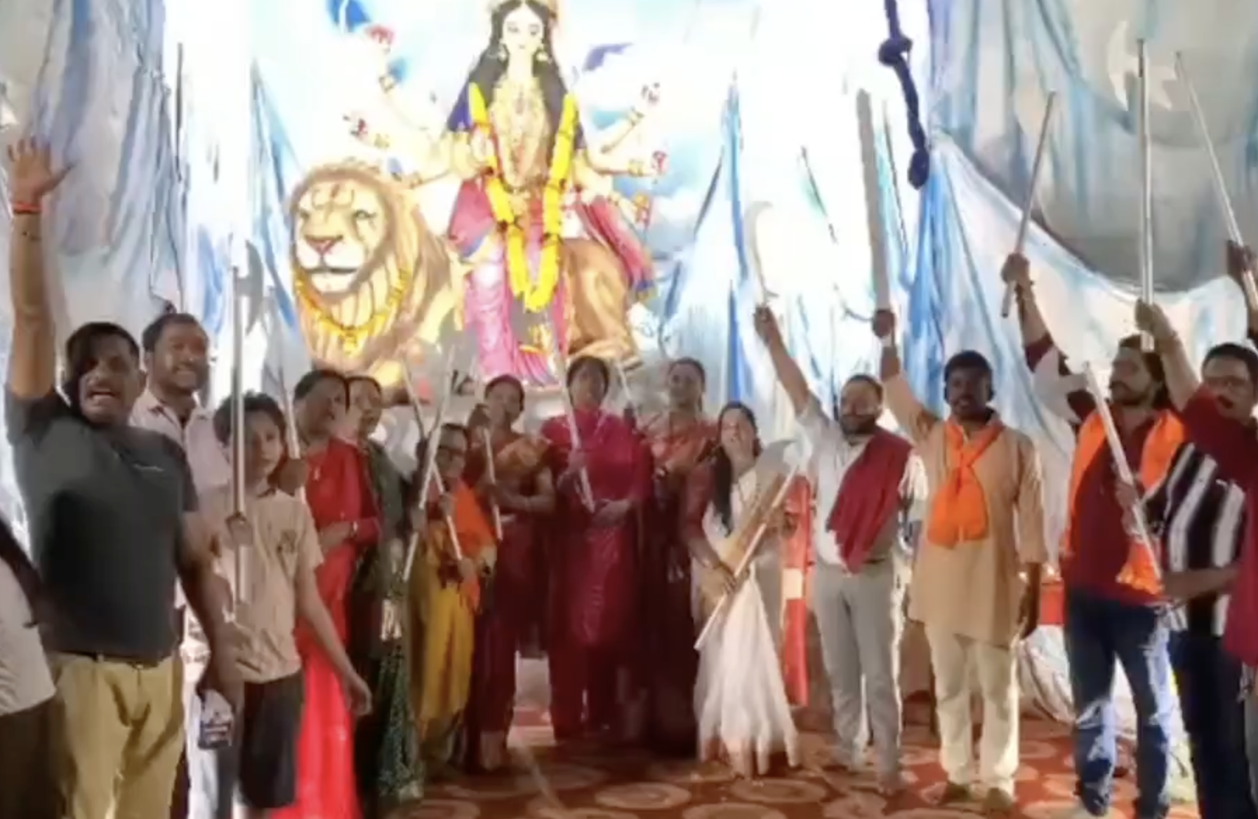 In Damoh, VHP-Bajrang Dal hold Shastra Puja displaying swords and axes during Durga Puja
