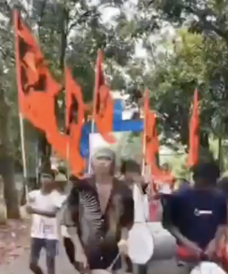 In Dhanakauda, VHP-Bajrang Dal rally with weapons after Shastra Pujan