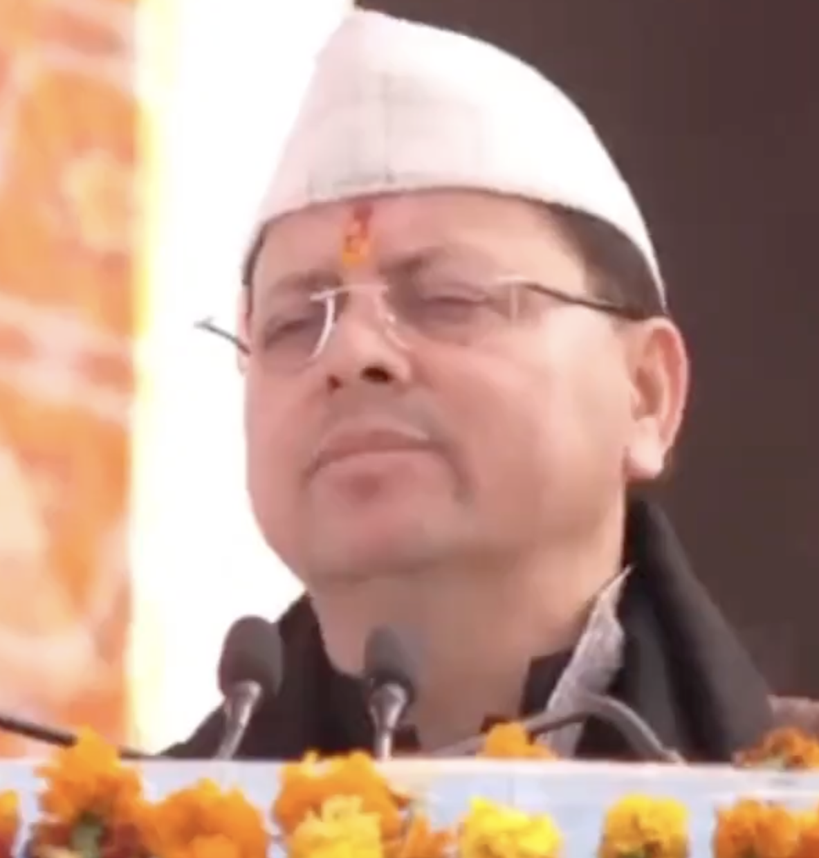 In Tehri Garhwal, CM Dhami Repeats ‘Land Jihad’ Crackdown and Madrasa Closure Claims