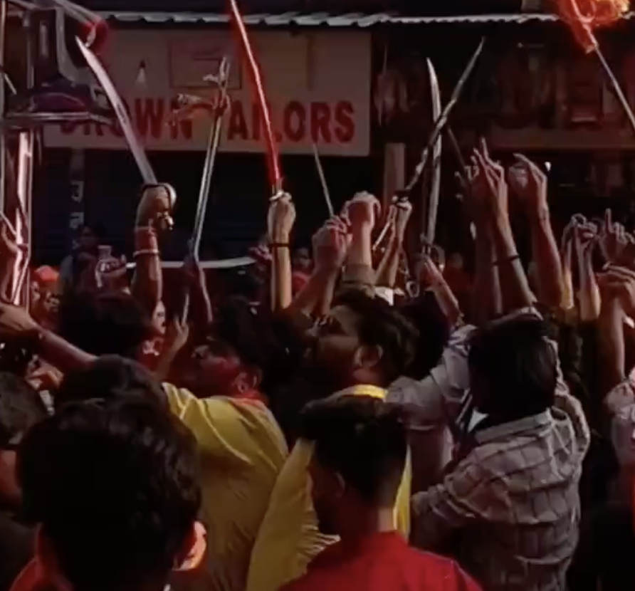 In Purnia, Ram Navami Procession Participants Brandish Swords